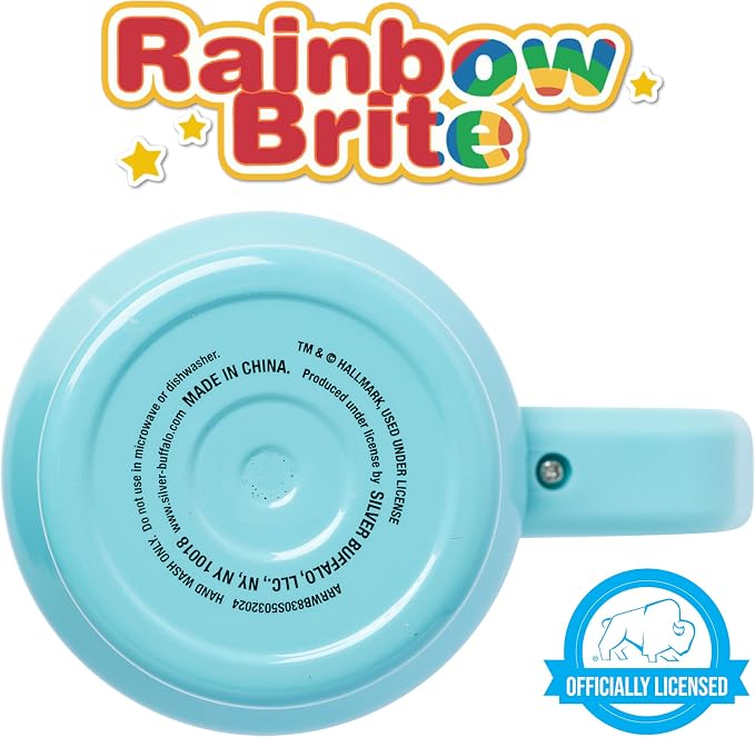 Silver Buffalo Rainbow Brite and Twink Sparkle Double Walled Stainless Steel Tumbler with Handle and Straw, Fits in Standard Cup Holder, 40 Ounces