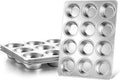 LIANYU 12 Cup Muffin Cupcake Pan for Baking, 4 Pack Stainless Steel Cup Cake Muffin Tin, Non-Toxic Muffin Cupcake Tray Pan for Oven, Metal Cupcake Mold for Mini Muffin Quiches, Dishwasher Safe