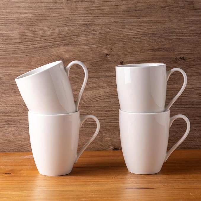 AmorArc 12oz Off White Coffee Mugs Set of 12, Ceramic Coffee Mugs with Large Handle for Man, Woman, Light Weight Coffee Mugs Set for Latte/Cappuccino/Cocoa/Milk, Dishwasher & Microwave Safe, 12Pcs