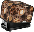 Brown Coffee Pattern Toaster Cover 2 Slice, Cute Country Bread Machine Cover, Washable Toaster Kitchen Small Appliance Cover Stain Resistant,with Top Handle