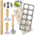 8 Piece Ravioli Press Mold Set,Pasta Making Tools, Ravioli Kit Include 10 Holes Ravioli Maker, 3 Pasta Cutter Stamp Makers,Rolling Pin,Ravioli Making Kit for Home Kitchen Supplies (8)