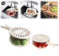 2Pcs Fruit Washing Bowl With Strainer&Lid,(2.85+1QT)2 in 1 Collapsible Handle Draining Basket,Multipurpose Drain Basket Kitchen Draining and Fridge Fruit Strainer,Suitable For Washing Berry Vegetables