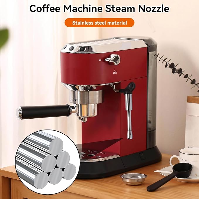 Coffee Machine Steam Nozzle, Stainless Steel Steam Wand Reusable Coffee Maker Tube Nozzle Tip Steam Spout for EC685 Espresso Machine for Home Kitchen Cafe Milk Tea Shop Latte Art
