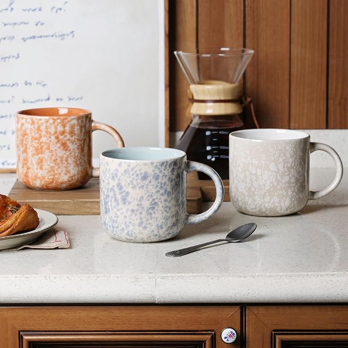 MONITO 12 OZ Coffee Mugs Set of 6, Modern Coffee Mugs Set with handle for Tea/Latte/Cappuccino/Milk/Cocoa.