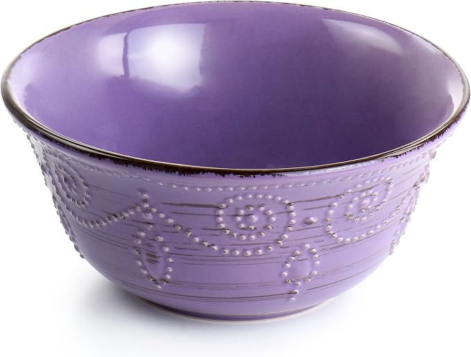 Elama Rustic Birch 16 Piece Stoneware Dinnerware Set in Purple, Purple with Brown Accents, (EL-RUSTICBIRCH)