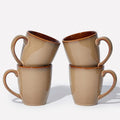 Pokini Coffee Mug 14 oz, Ceramic Coffee Mugs Set of 4, Reactive Glaze Mug for Latte/Tea/Cappuccino, Large Stackable Mug Set for Men, Women, Dad, Mom, Dishwasher & Microwave Safe, Brown Yellow
