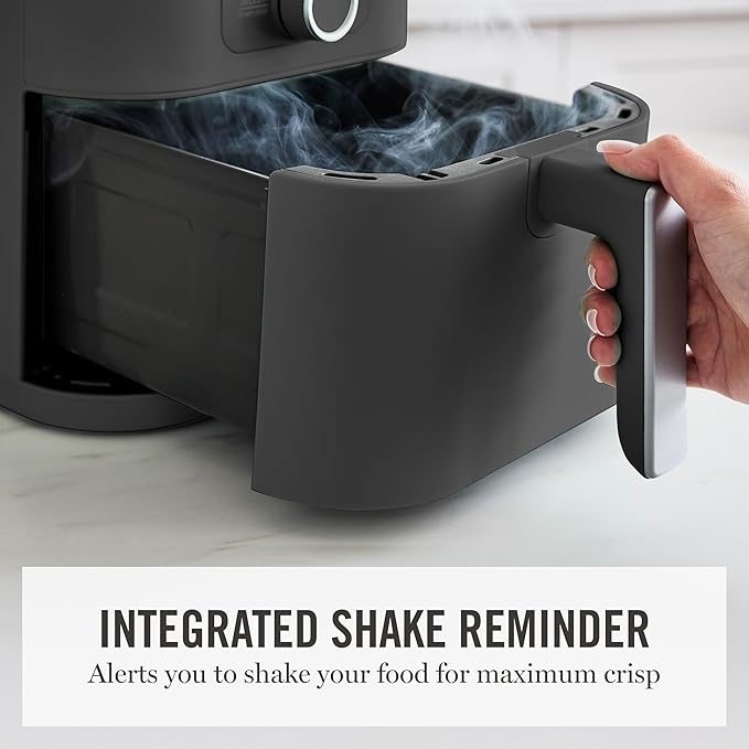 Martha Stewart 6QT Air Fryer, 6-in-1, Bake, Broil, Roast, Air Fry, Dehydrate, Reheat, Ceramic Non-Stick Basket, Crispy Results Fast, 400°F Max Temp, Shake Reminder, Auto Shut-Off, Caviar Gray