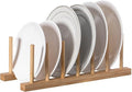 Set of 2 Bamboo Wooden Dish Drainer Rack, Plate Rack, and Drying Drainer (6 Grid)