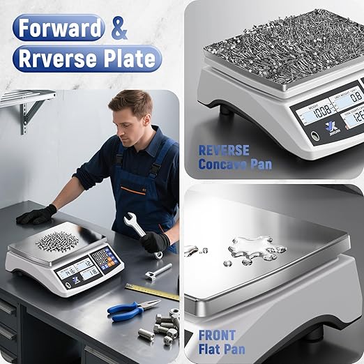 Industrial Counting Scale 30kg/66lb x 0.1g Precision Bench Scale Digital Inventory Counting Weight Scale for Small Parts and Coins, Electronic Gram Scale with Batteries/AC Power, lb/g/kg/oz