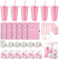 Nuogo 6 Sets New Parent Shower Prizes for Player Winners Adult, Wedding Bridal Shower Gift, Plastic Tumbler Notebook Scented Candle Ballpoint Pen Bag (Pink Color,Bow Style)