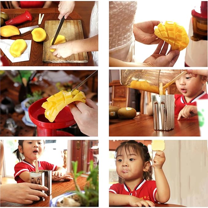 Set of 6 Stainless Steel Popsicle Molds Kit, Metal Popsicle Moulds,Homemade Ice Treat Makerwith 50 Wooden Sticks and 6 Silicone Seals and 20 Pop Bags,Cleaning Brush(Round)