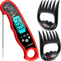 Alpha Grillers Instant Read Meat Thermometer for Cooking Grill and BBQ Griddle with Meat Shredder Claws