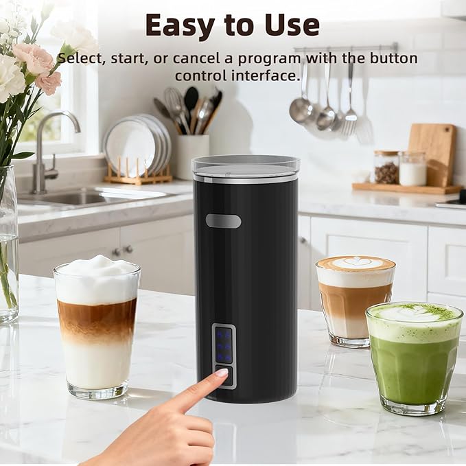 Electactic Milk Frother, 6-in-1 Electric Milk Steamer, 8.5oz/250ml Automatic Warm and Cold Foam Maker and Milk Warmer for Latte, Cappuccinos, Macchiato, From the Makers of Instant 400W, Black