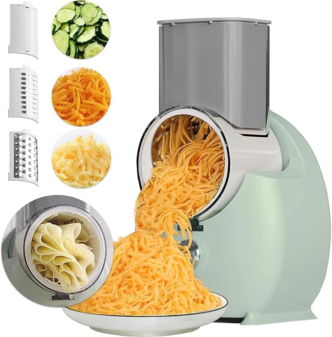 Electric Cheese Grater for Block Cheese,Electric Grater for Home Kitchen Use,3 Changeable Blades Salad Shooter Electric Slicer/Shredder for Vegetable Fruit Nuts