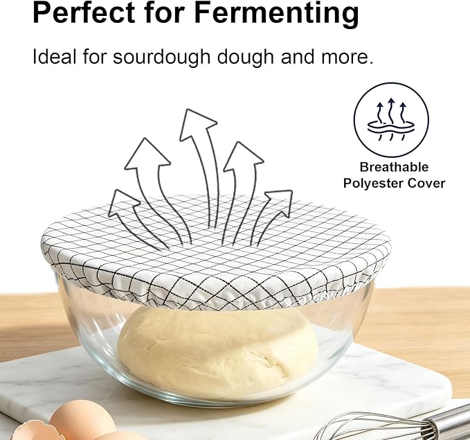 6.3 Quart Large Glass Mixing Bowl for Sourdough Bread,11.5 Inch Diameter Large Capacity Clear Glass Mixing Bowl with Covers&Serving Utensils for Sourdough,Salad,Cooking Prepping and Food Storage