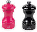 Peugeot Bistro Pepper and Salt Mill Set, 4in - Essential Kitchen Tools with Adjustable Grinding Precision, Beechwood Mills - Enhance Flavors in Everyday Cooking (Pink/Black)
