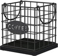 YINMIT K Cup Holder Organizer, Sturdy Coffee Pod Holder Organizer, 35 Kcup Large Capacity Storage Basket for Kitchen Counter and Office Desktop (Black-Square with Handle)