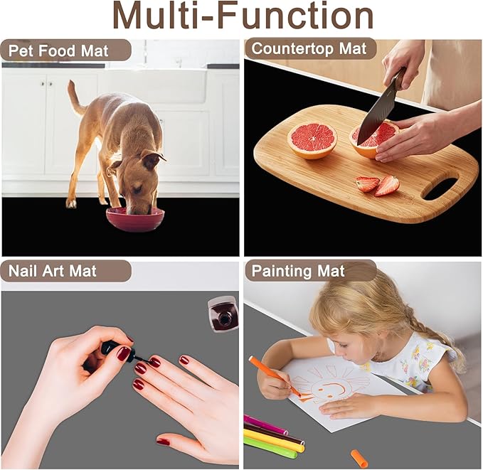 35.4''x23.6''(90cmx60cm) Extra Large Silicone Mat for Kitchen Counter, 1.4MM Thick Non-Slip Heat Resistant Countertop Protector, Waterproof Kitchen Mat for Countertops, Islands (Semitransparent)