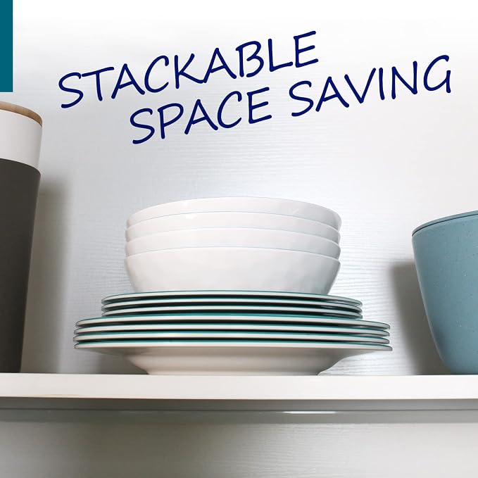Melamine Dinnerware Set for 4-16 Pcs:Camping Dishes Set with Dinner Plates,Salad Plates,Bowls and Cups.Lightweight and Unbreakable.Indoor and Outdoor Use.