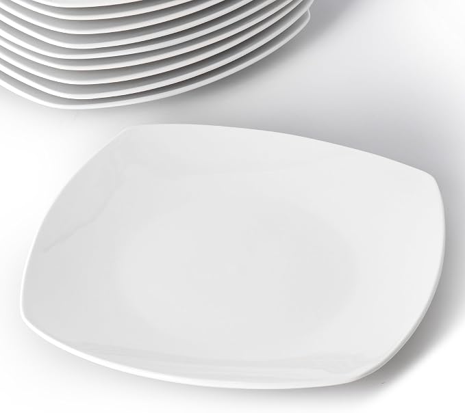 Elama Professional Kitchen 12 Piece Porcelain Dinnerware/Tableware Set (Square Dinner Plate White)