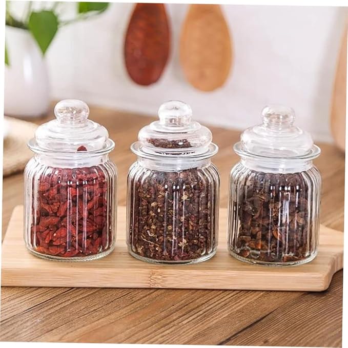4pcs Glass Storage Can Meal Prep Containers Lids for Pantry Organization
