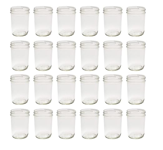 North Mountain Supply 8 Ounce Glass Regular Mouth Tapered Mason Canning Jars - No Lids - Case of 24