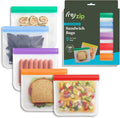 (re) zip 5-pack Reusable Sandwich Lunch Food Storage Bags (28 Fl Oz, 3.5 Cup) | BPA-Free, Food Grade, Leakproof, Freezer Safe, Dishwasher Safe, Travel Friendly | Jewel Tones for Easy Organization