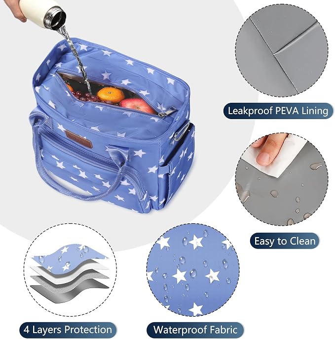 MIYCOO Lunch Bag Lunch Box Women - Leakproof Insulated Lunch Cooler Bag for Women - Large Lunch Tote Bags Adults, Blue Pentagram