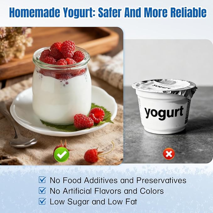 Yogurt Maker with Temperature Control, Yogurt Maker Machine with Auto-off, Make Healthy Yogurt with Full Probiotics, 8×6oz Glass Jars