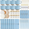 Baby Shower Prizes for Game Winners Baby Shower Games Prizes Ceramic Mugs with Metal Spoons Woven Coasters Notebooks Scented Candles Gift Bags Wedding Bridal Shower Favors for Guests (8, Blue)