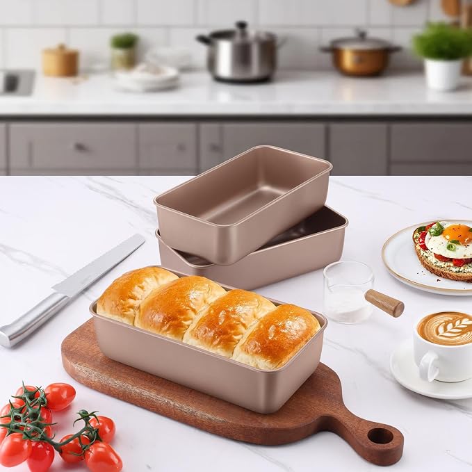 LIANYU 8 Pack Loaf Pans for Baking Bread 9x5In, Stainless Steel Meatloaf Baking Loaf Tins, Heavy Duty Metal Bakeware for Bread Cake Brownies, Non Stick & Easy Release, Rose Gold