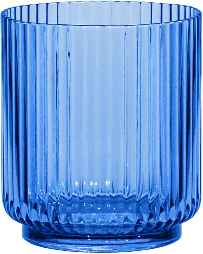 Mesa 15 oz Durable Acrylic Double Old Fashioned Glasses, Shatter-Resistant and Dishwasher-Safe Outdoor/Indoor Drinkware, Ideal for Scotch, Bourbon, Cocktails - Cobalt Blue - Set of 6