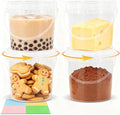 4Pack 34oz Clear Bucket with Lids - Plastic Food Storage Containers, Airtight Screw-On Lids - Freezer Safe Ice Cream Bucekts, Food Grade Reusable Containers for Kitchen