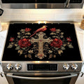 Stove Top Cover for Electric Stove 28.4 x 20.5 Inch Non Slip Stove Mat Oil Proof Gothic Cross Rose Glass Cooktop Protector Kitchen Mat