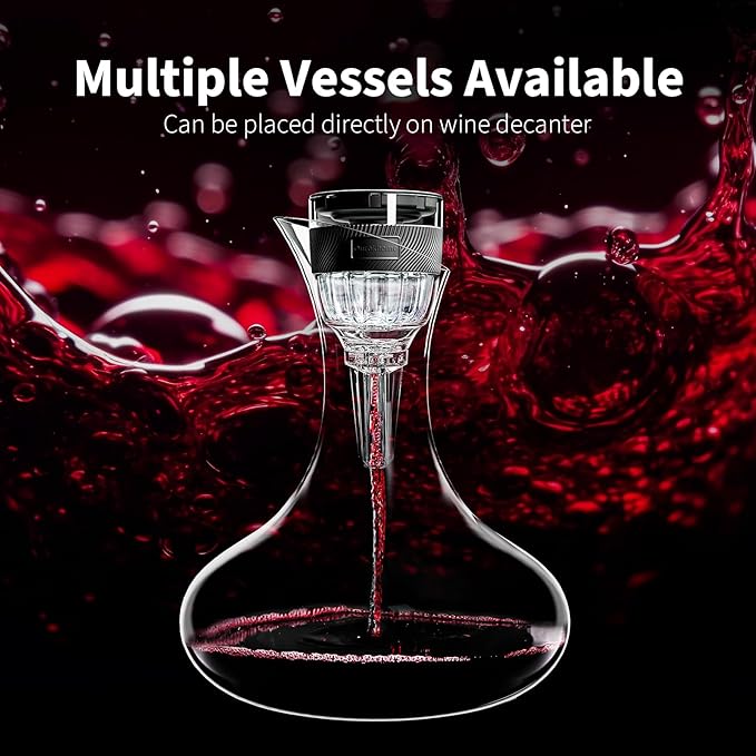 Ourokhome Wine Aerator Pourer - Decanter Spout, Premium Decanter for Red Wine，Designed for All Glasses, Improve Flavor, Enhance Bouquet Aerating Pourer (Black)