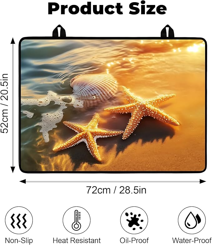 Heat-Resistant Glass Stove Top Cover with Anti-Slip Rubber Coating – Electric Stove Protector, Scratch-Resistant, Expands Counter Space, Stylish Kitchen Decor (Starfish)