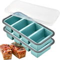 1/2 Cup Silicone Freezer Molds for Soup Ice Cubes, 4 Cavity Freezer Tray with Lid for Food, Homemade Large Ice Cube、Frozen Broth、Leftovers and Meal Prep - Set of 2