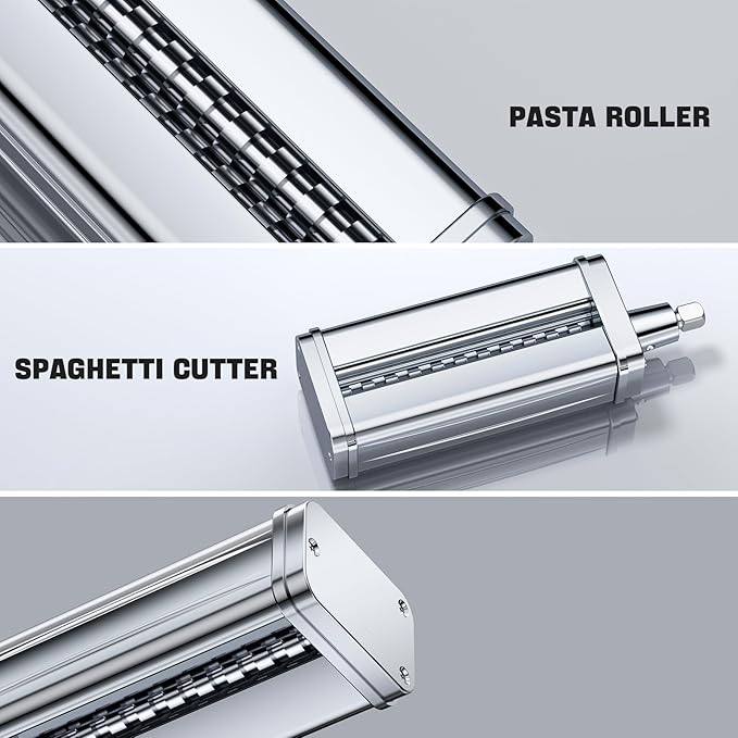 Pasta Maker Attachment for all KitchenAid Stand Mixer, including Fettuccine Cutter
