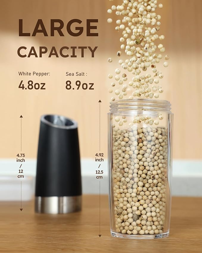 Gravity Electric Salt and Pepper Grinder Set & 5 in 1 Blender and Food Processor Combo