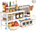 2 Pack Expandable adjustable stackable kitchen organizer,Spice Racks,Counter Shelf for Cabinets,Small Cupboard Organizers,Heavy Duty Metal Pantry Storage Shelves Racks for kitchen,cabinet, bathroom