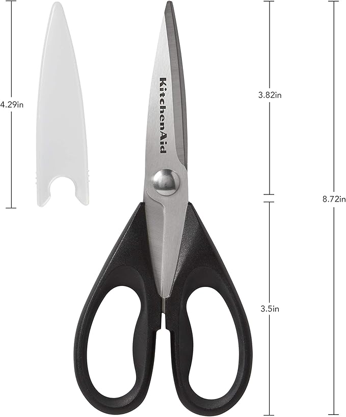 KitchenAid Classic Multifunction Can Opener/Bottle Opener, 8.34-Inch, Black & All Purpose Shears with Protective Sheath, One Size, Black