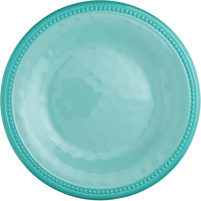 UPware 12 Piece Beaded Melamine Dinnerware Sets, Outdoor Dishes Set, Plates and Bowls Sets, Service for 4, Aqua Blue