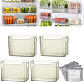 Crystal Clear Freezer Storage Bins - 4 Pack Stackable Freezer Organizer Bins, Clear Plastic Kitchen Cabinet Organizer for Meat, Veggies & Fruit (Green, 4pcs-L)
