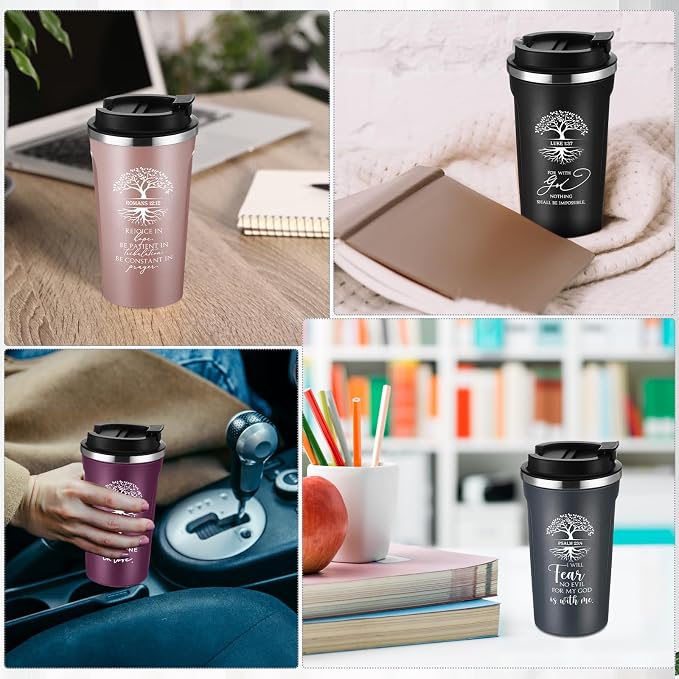 Meanplan 10 Set Fathers Day Christian Gift Bible Verse Tumbler Bulk 17oz Coffee Mug Religious Jesus Christian Tumbler Cup Gifts for Women Mom Teacher Church Pastor (Tree of Life)