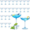 LemonRoad 24 Pcs Plastic Coupe Glasses 9 oz Disposable Martini Glasses for Cocktails, Champagne, Desserts and Espresso, Drinkware Set for Weddings, Birthday Parties, Home Bars (Blue)