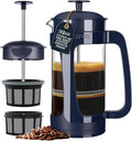 ESPRO Light P3 French Press Coffee Maker – Patented Double Micro-Filter for Grit-Free Brew, Heat Resistant thicker Borosilicate Glass Coffee press – (Blue - 32 oz)