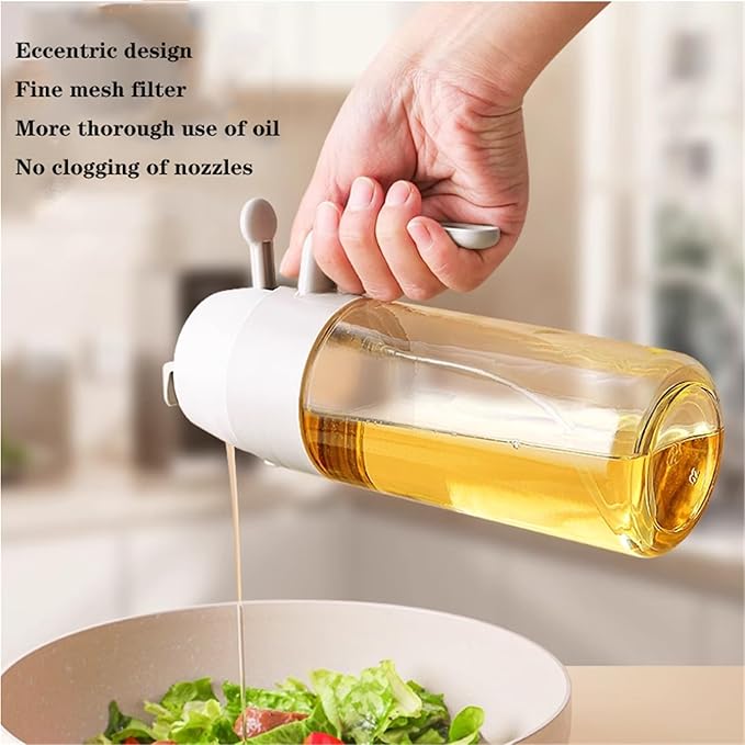 350ml Oil Dispenser and Oil Sprayer, Kitchen Cooking Mist Olive Oil Dispenser, Glass Oil Spritzer Bottle, High Capacity, for Air Fryer, Salad, Frying, BBQ(Yellow)
