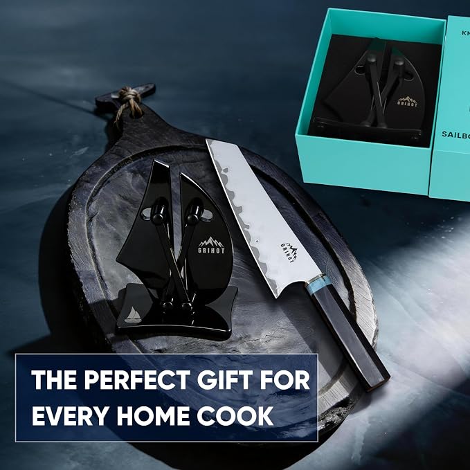 VN3 Professional Knife Sharpener | 3-Action Tungsten Carbide, Black | For Repair, Restoration and Sharpening, Easy to Use, Replacement Blades Included, Soild and Durable, Sailboat Shaped Design