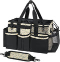 SCAVATA Wearable Cleaning Caddy, Cleaning Caddy Supplies Organizer with Handle & Shoulder Straps for Housekeepers, Under Sink & Car Cleaning Tool Organizers Bag with 4 Foldable Divider (YellowFlower)