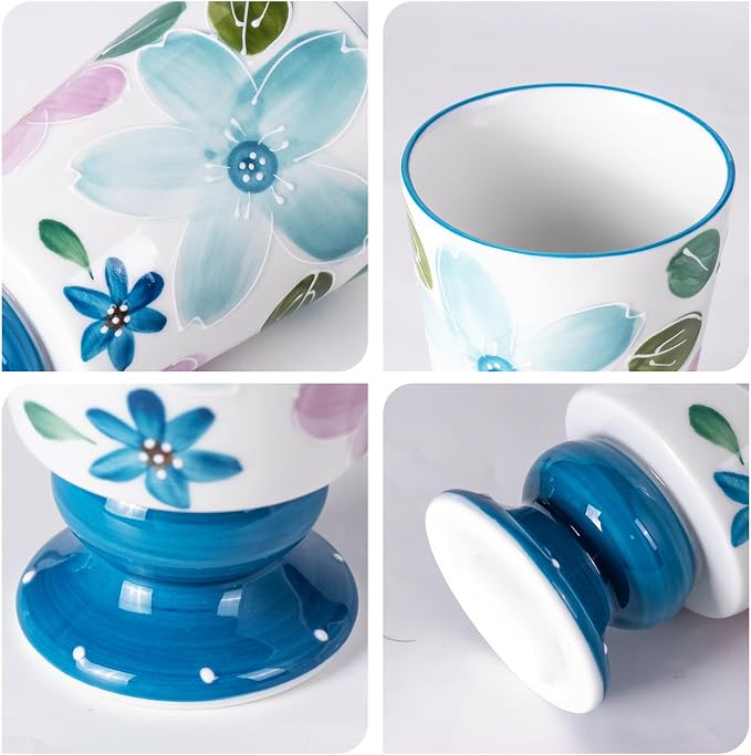 KAMMAK Ceramic Mug - Hand-Painted Coffee and Tea Mug - 400ML Vintage Breakfast Cups - Cute Mugs for Women - Ideal for Birthday - Afternoon Tea & Housewarming Gifts, GX016